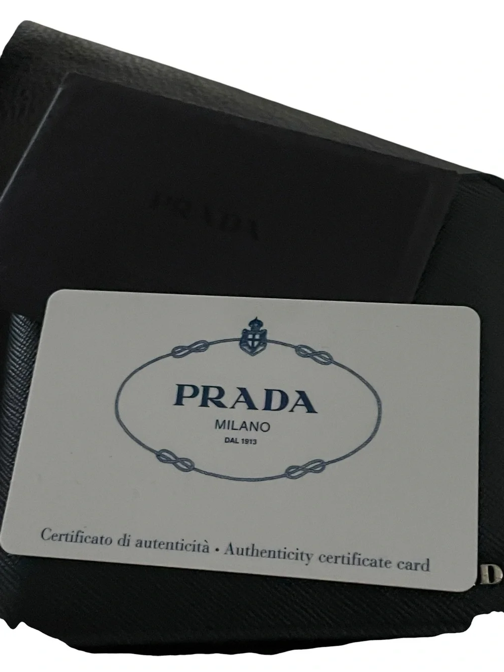 Authentic PRADA Saffiano Corner Bifold Wallet with Coin Pocket in Baltico Navy⁠